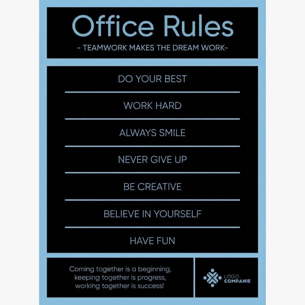 Affiche personnalisée avec texte et logo - Office Rules