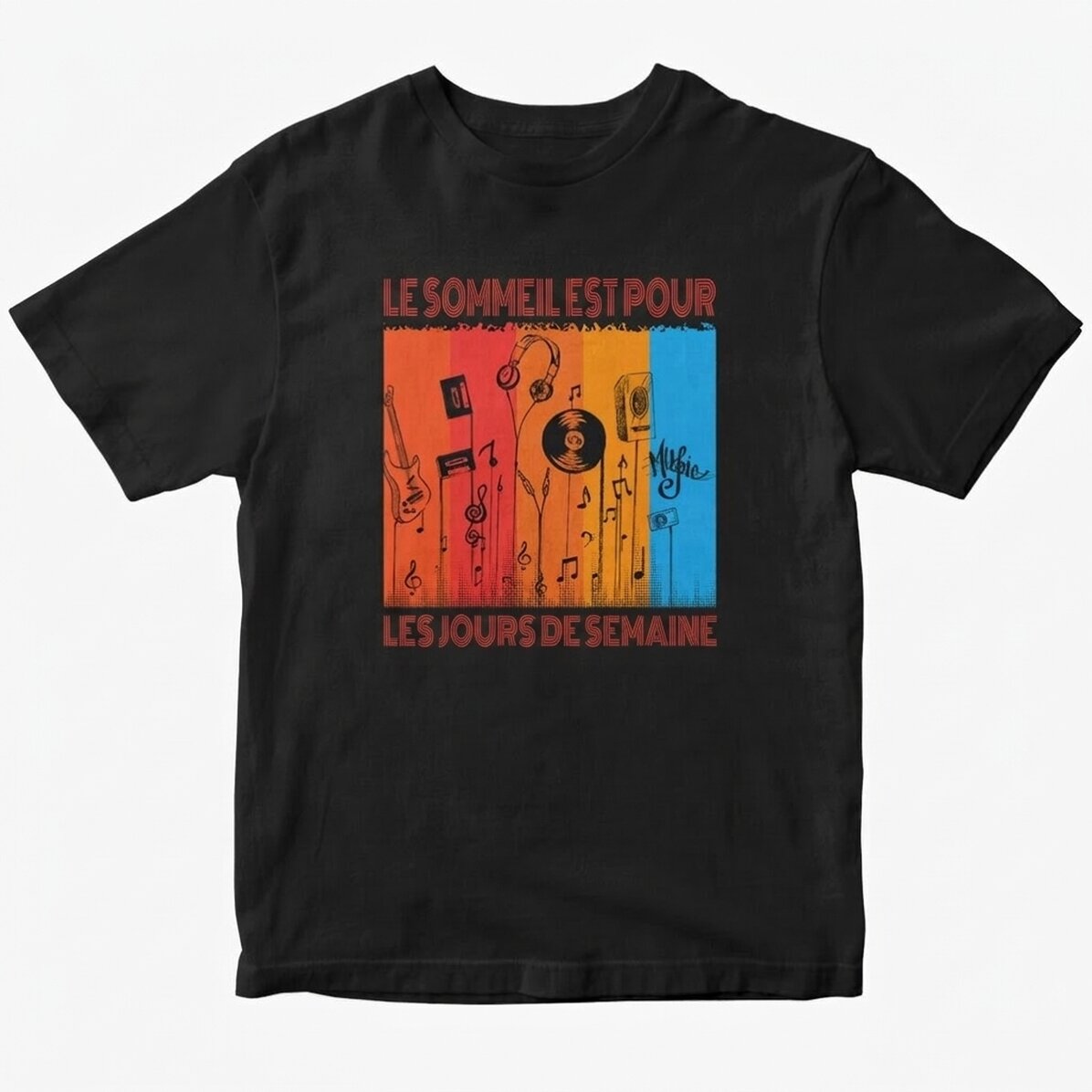 T-shirt en coton personnalisé avec un texte - Music life