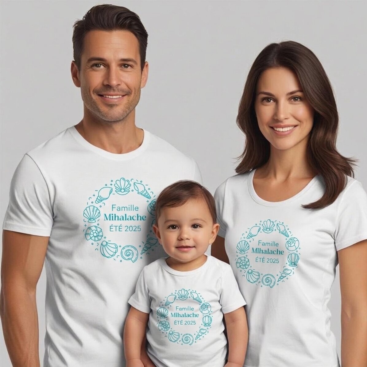 T-shirt en coton personnalisé pour enfants/adultes - Vacances à la mer