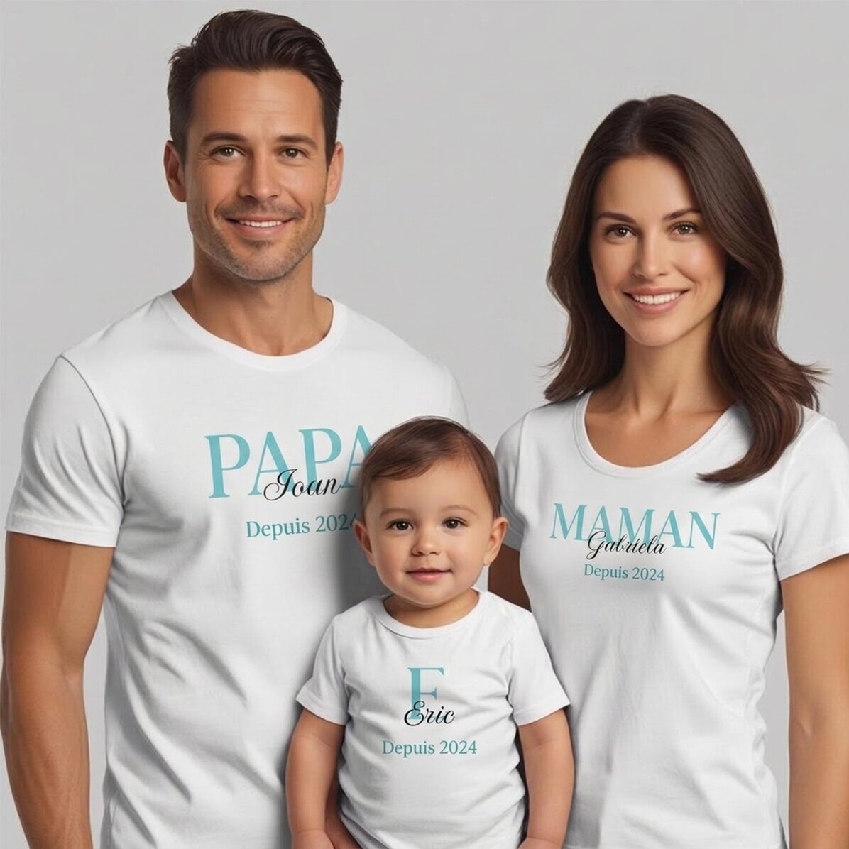 T-shirt en coton pour enfants/adultes personnalisé avec un texte - Family