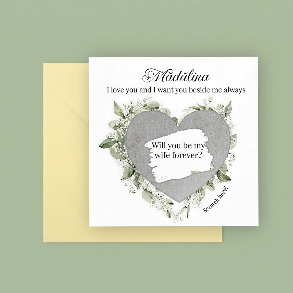 Carte à gratter personnalisée avec message - Demande en mariage