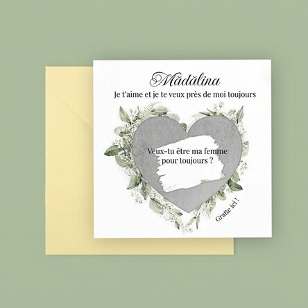 Carte à gratter personnalisée avec message - Demande en mariage