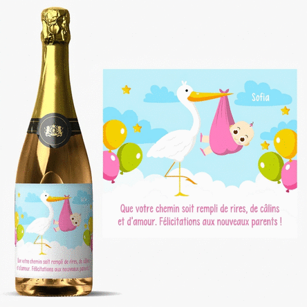 Vin mousseux personnalisé avec un message - Cartes de vœux