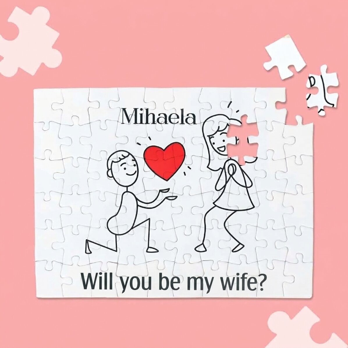 Puzzle personnalisé avec inscription - « Marry Me »