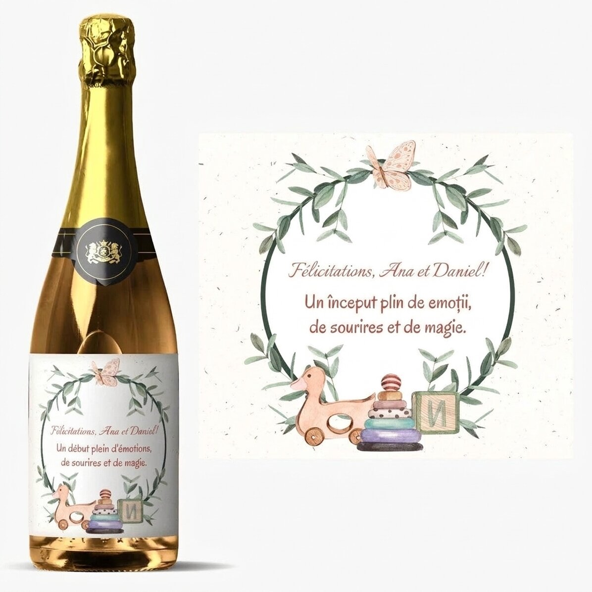 Vin mousseux personnalisé avec un message - Bébé
