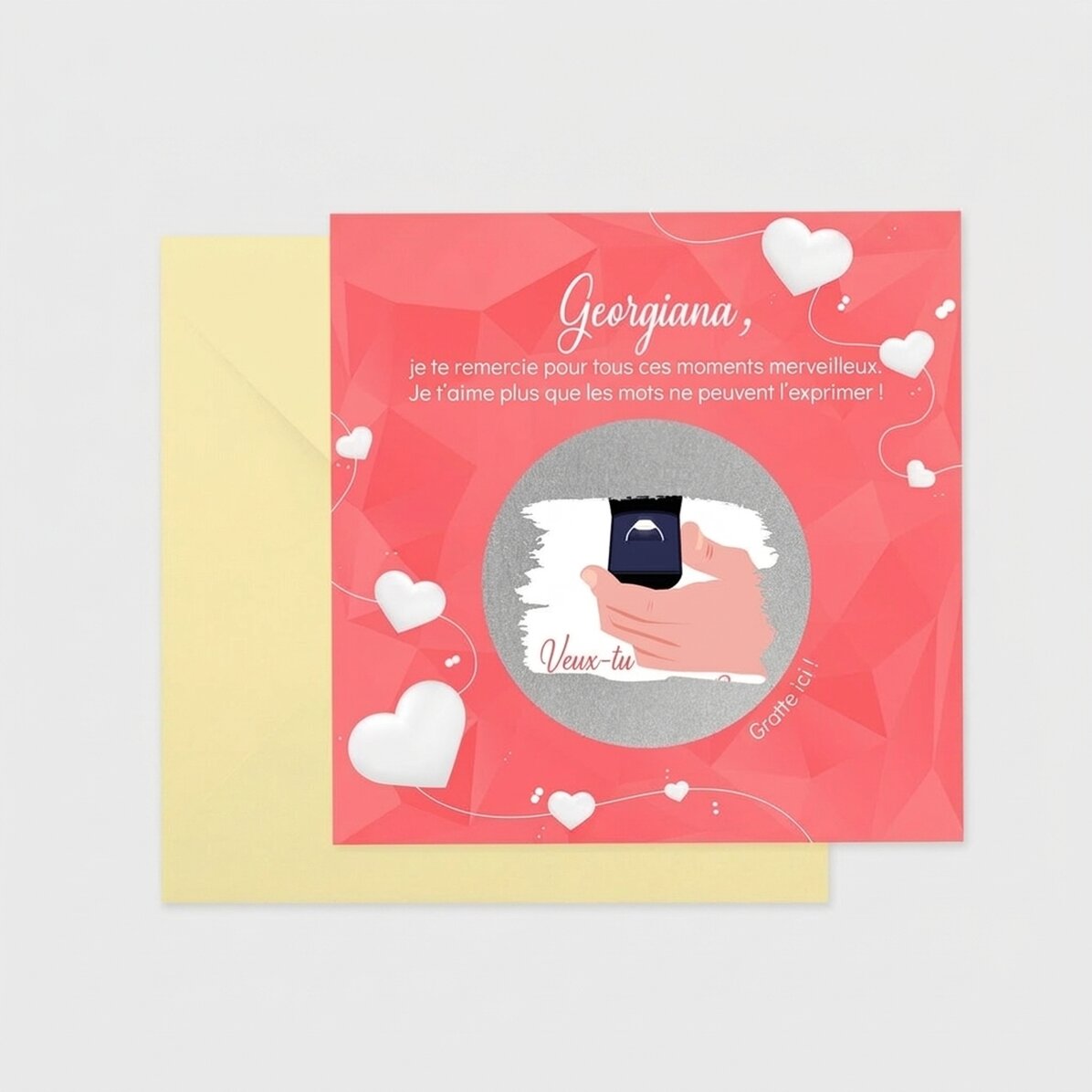 Carte à gratter personnalisée avec texte - Demande en mariage