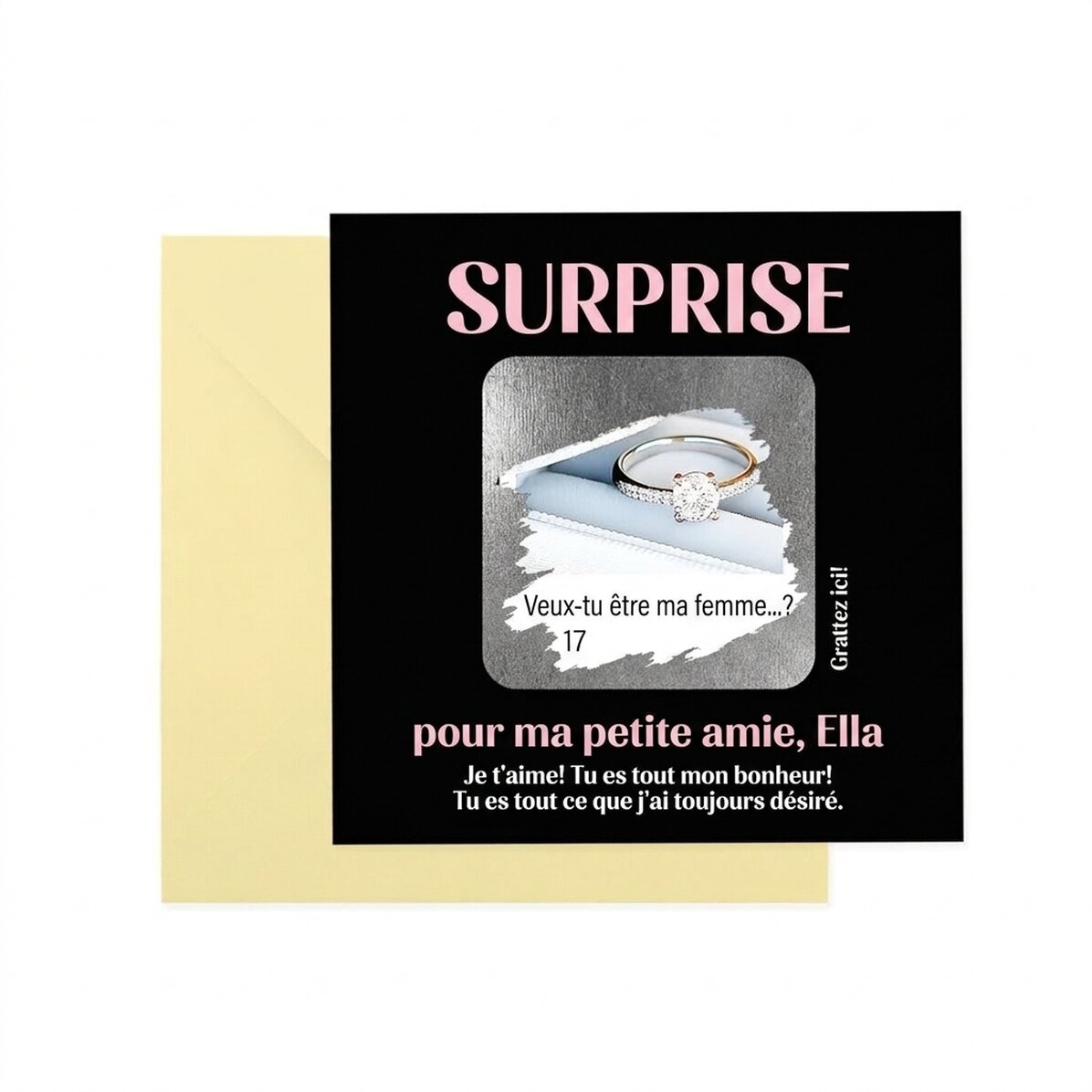 Carte à gratter personnalisée avec texte - La surprise