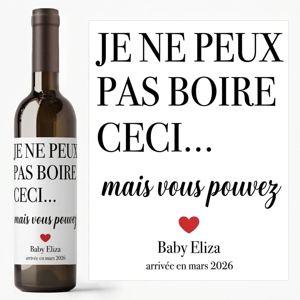Vin personnalisé avec un prénom - « I can’t drink »