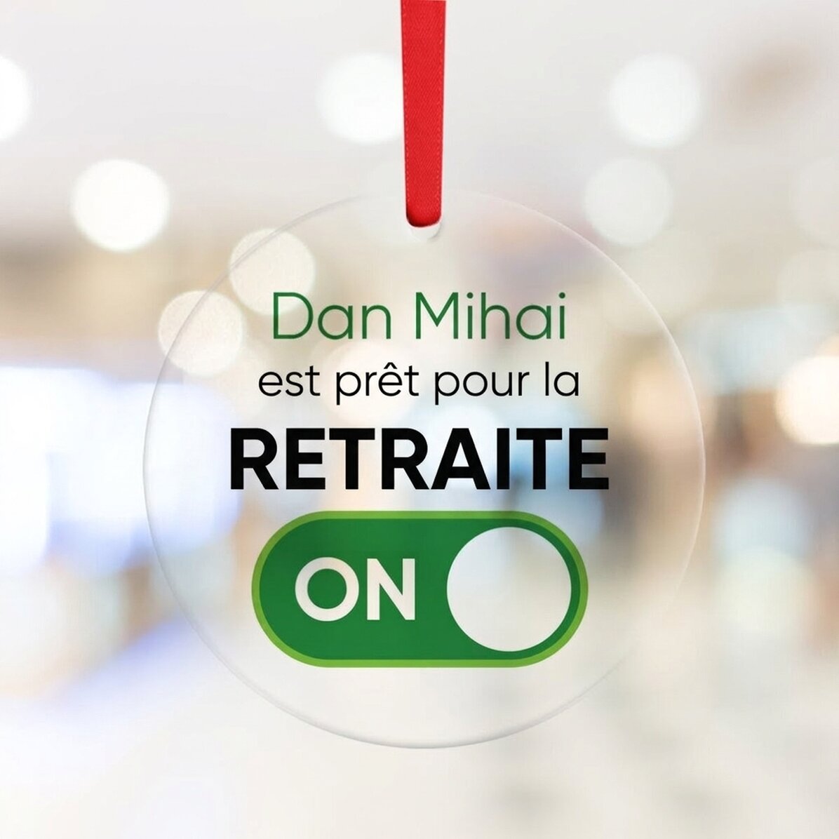 Décoration ronde personnalisée avec texte - Départ à la retraite