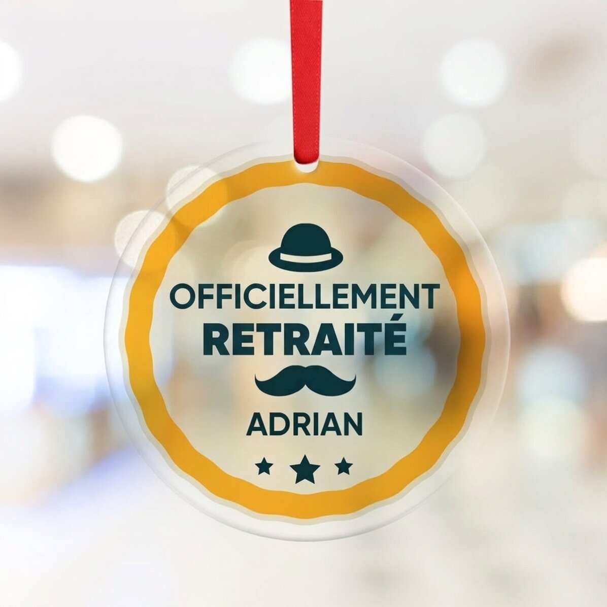 Décoration ronde personnalisée avec message - Départ à la retraite