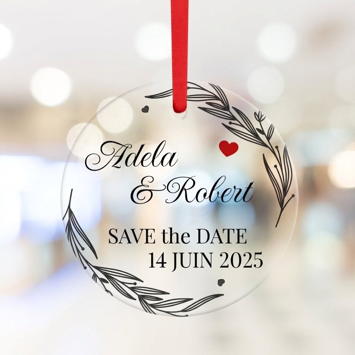 Décoration ronde personnalisée avec texte - « Save the date »