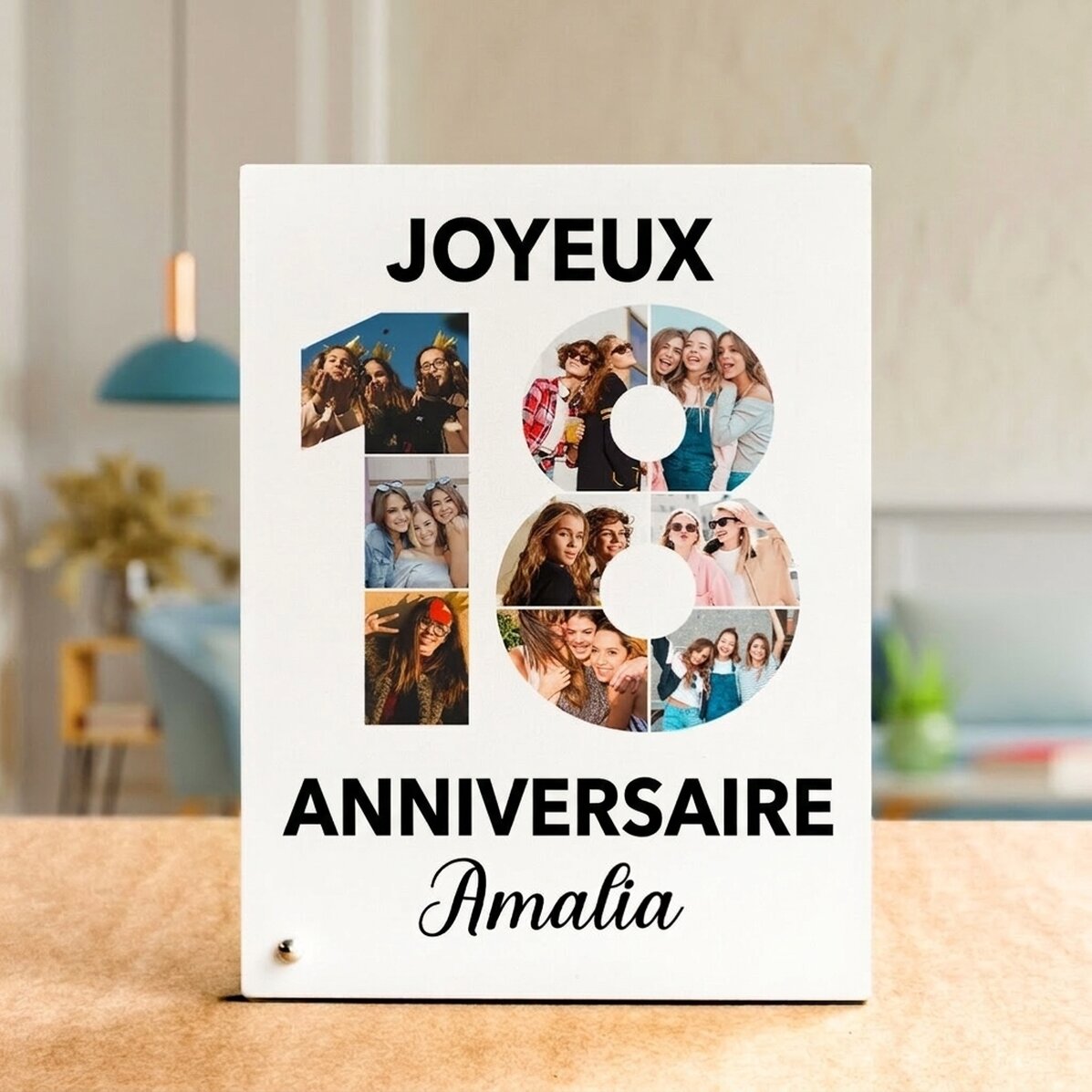 Cadre photo de bureau personnalisé avec 9 photos et un texte - Majorat