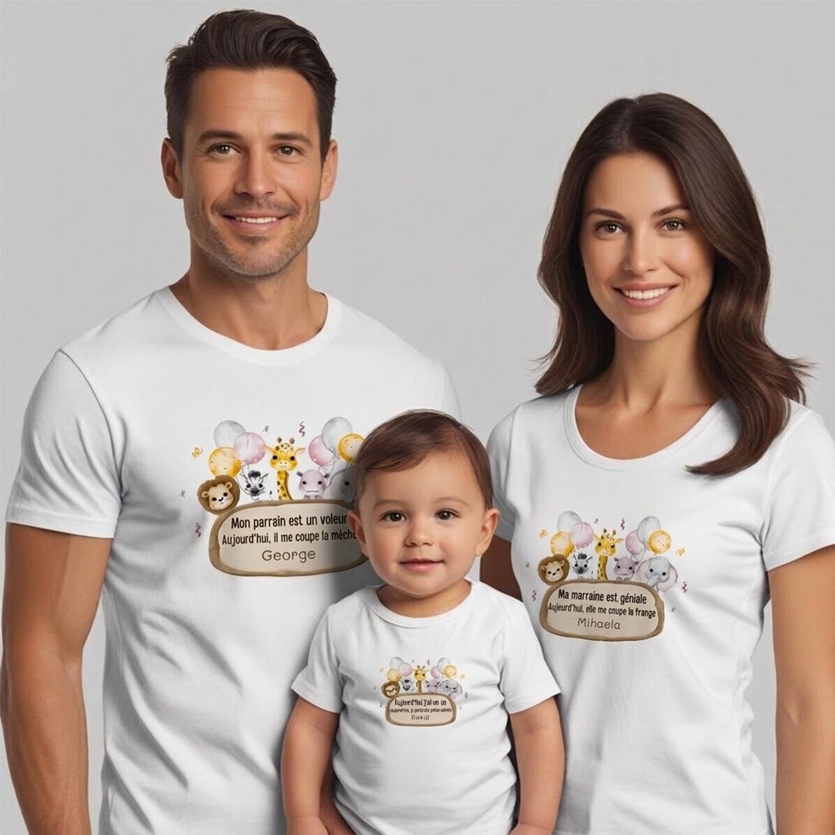 T-shirt en coton pour enfants/adultes personnalisé avec un message - Coupe mot