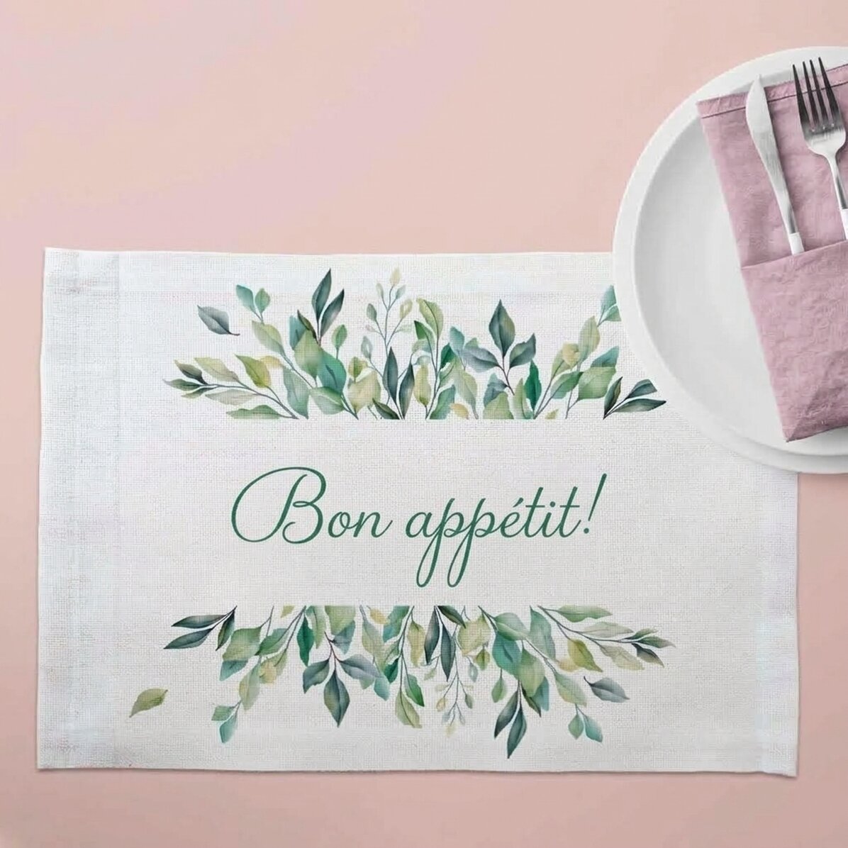 Sous-assiette personnalisée avec inscription : « Bon appétit ! »