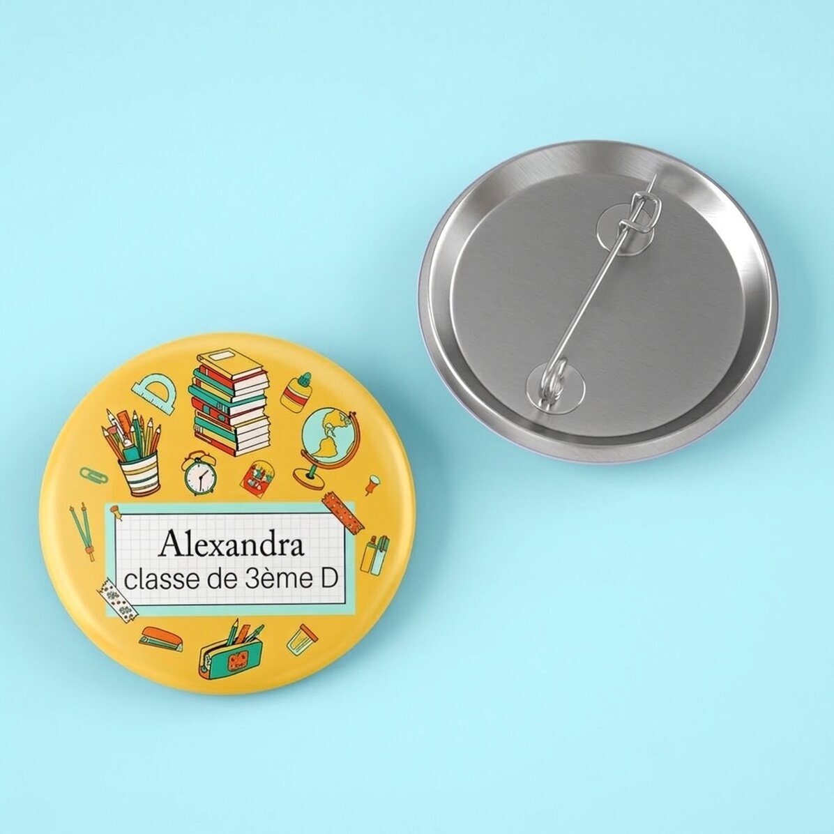 Badge personnalisé avec nom et texte - École