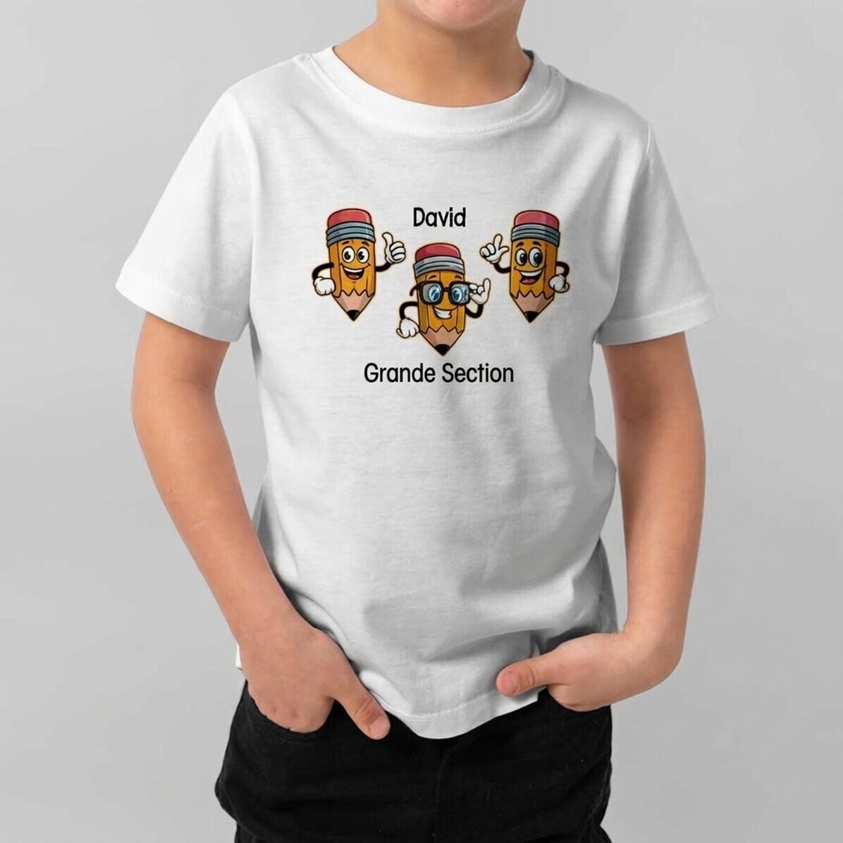 T-shirt en coton pour enfants personnalisé avec un message - Crayons