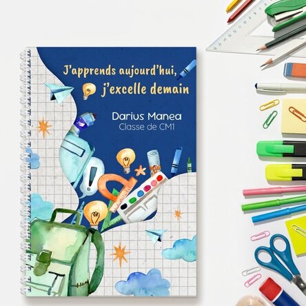 Carnet personnalisé avec inscription - Rentrée scolaire