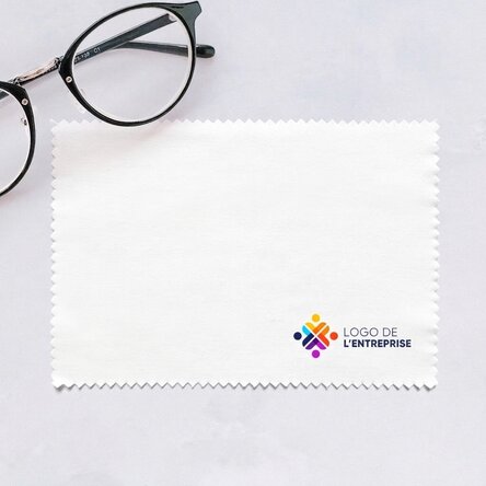 Chiffon personnalisé avec logo sur le côté droit, pour nettoyer les écrans et les lunettes