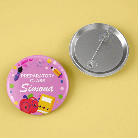 Badge personnalisé avec nom et texte - Retour à l'école
