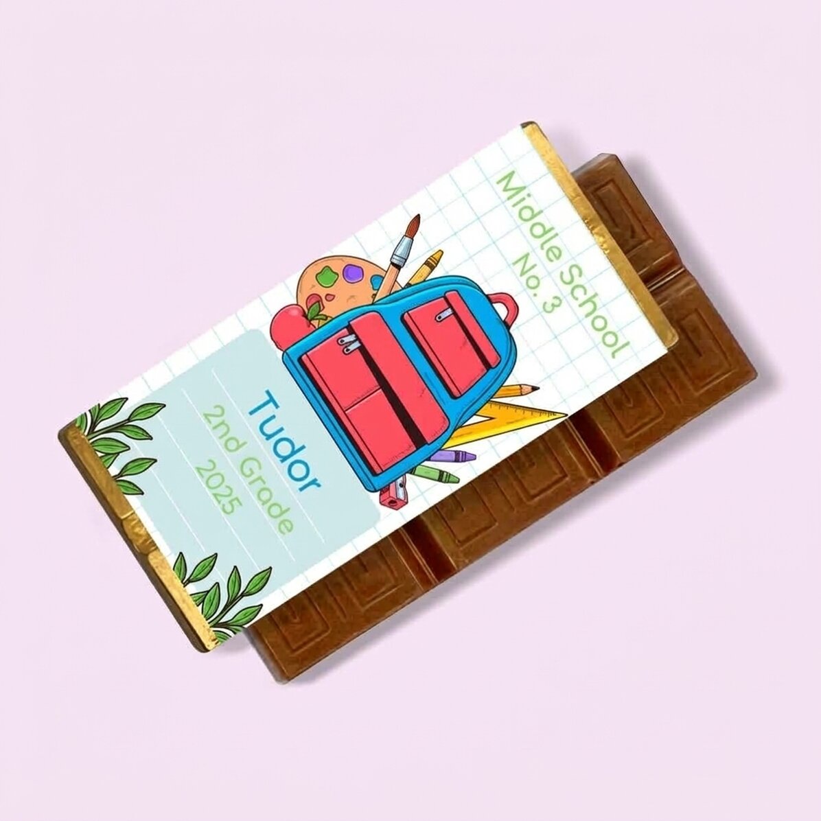 Mini-tablette de chocolat personnalisée avec un message - Premier jour d