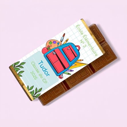 Mini-tablette de chocolat personnalisée avec un message - Premier jour d'école