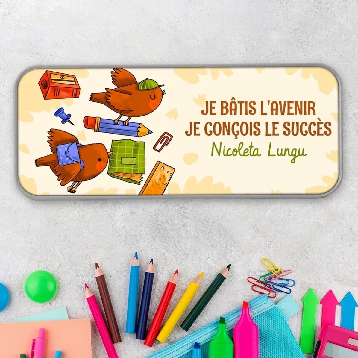 Trousse personnalisée avec inscription - Learning birds