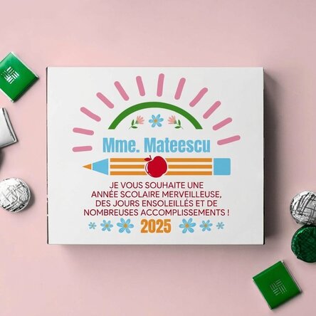 Boîte de bonbons personnalisée avec un message pour le début de l'année