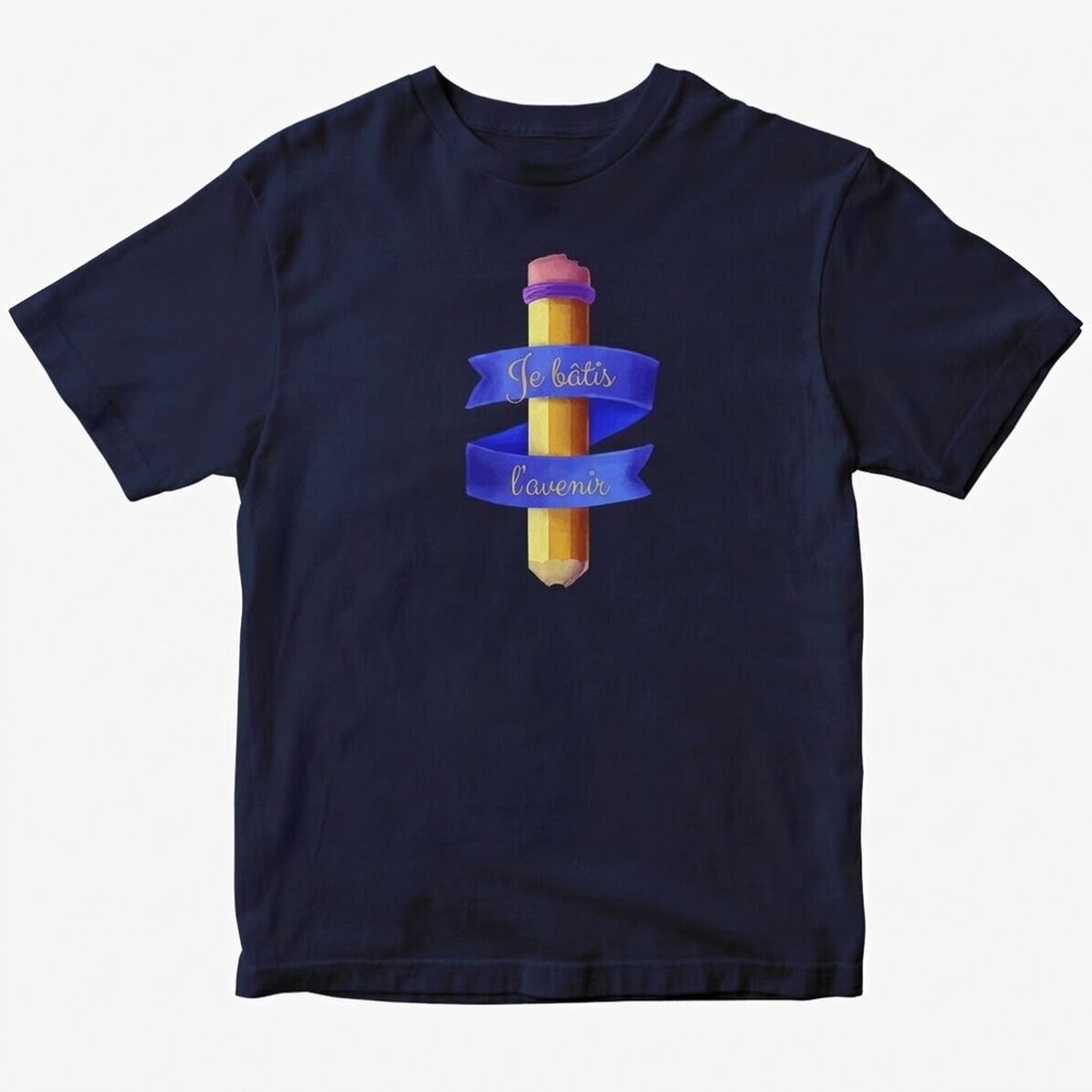 T-shirt en coton personnalisé avec un texte - Crayon aquarelle