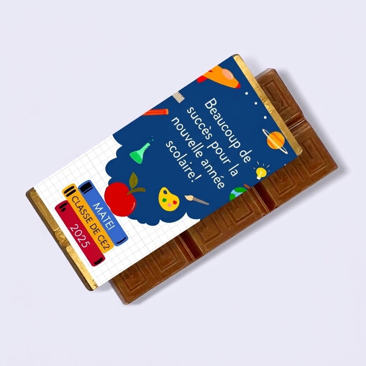 Mini-tablette de chocolat personnalisée avec un message - Bonne chance !