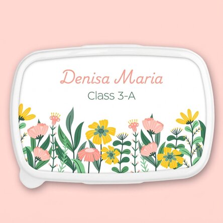Lunch box, personalised casserole dish with text - Flowers