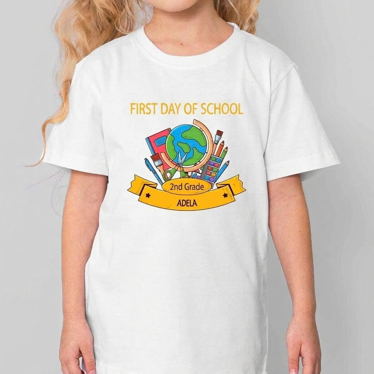 T-shirt en coton pour enfants personnalisé avec un message - Premier jour d