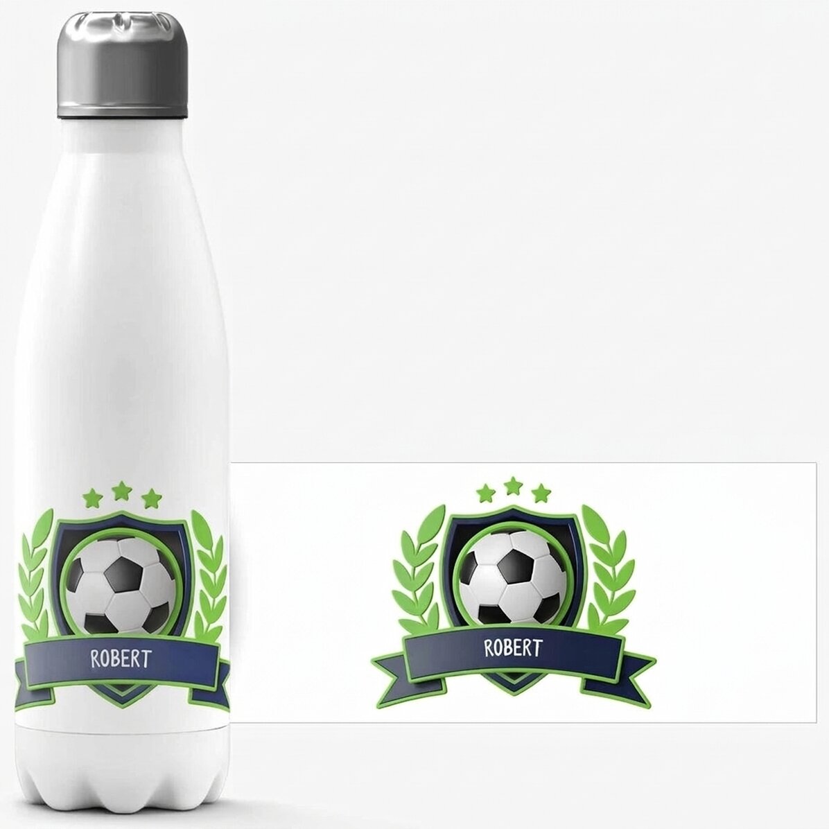 Thermos à base blanche personnalisé avec un texte - Football