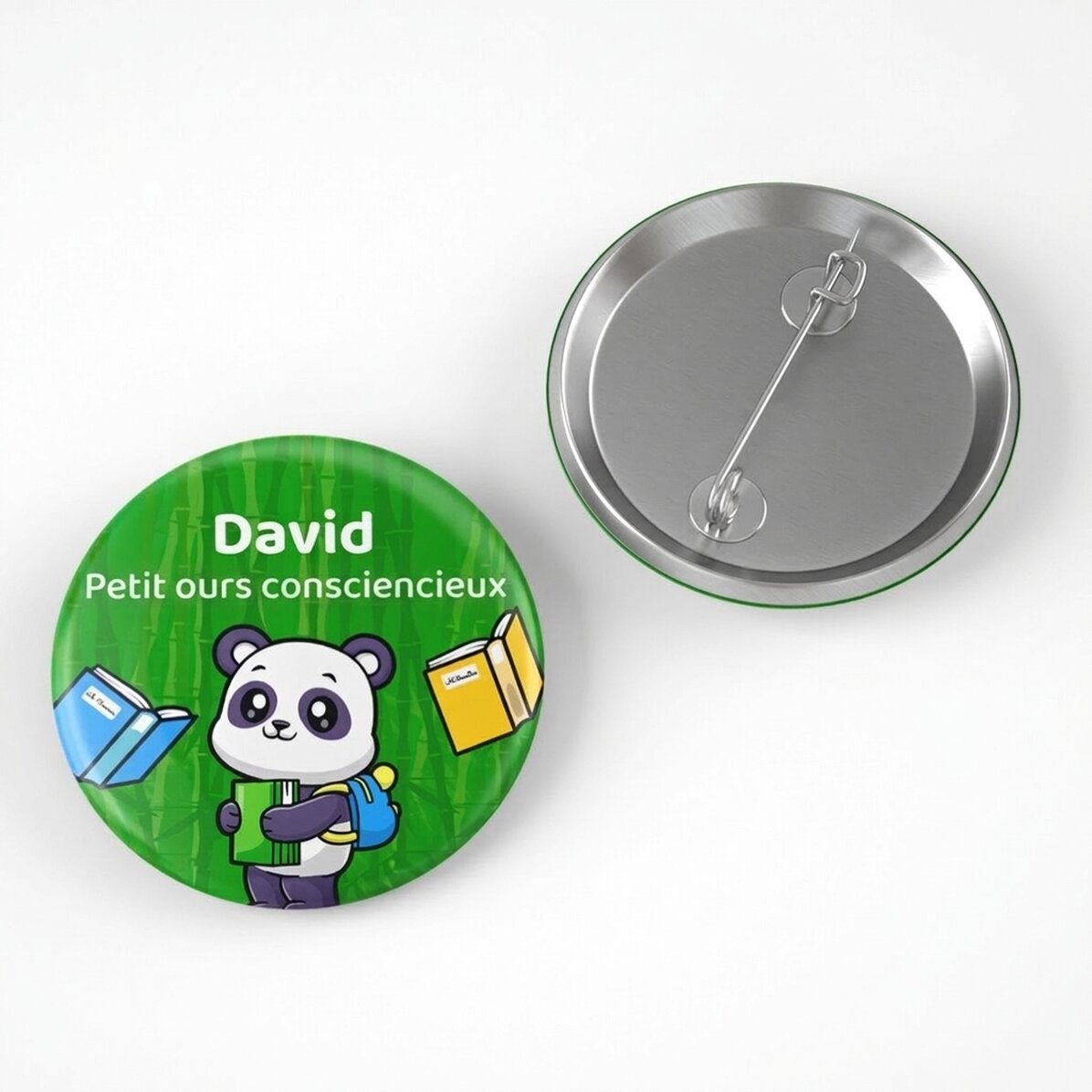 Badge personnalisé avec nom et texte - Cute Panda