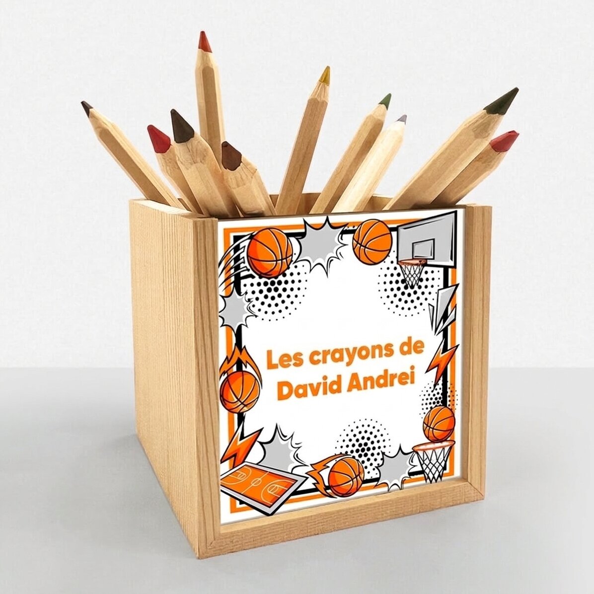Porte-crayons personnalisé avec inscription - Basket