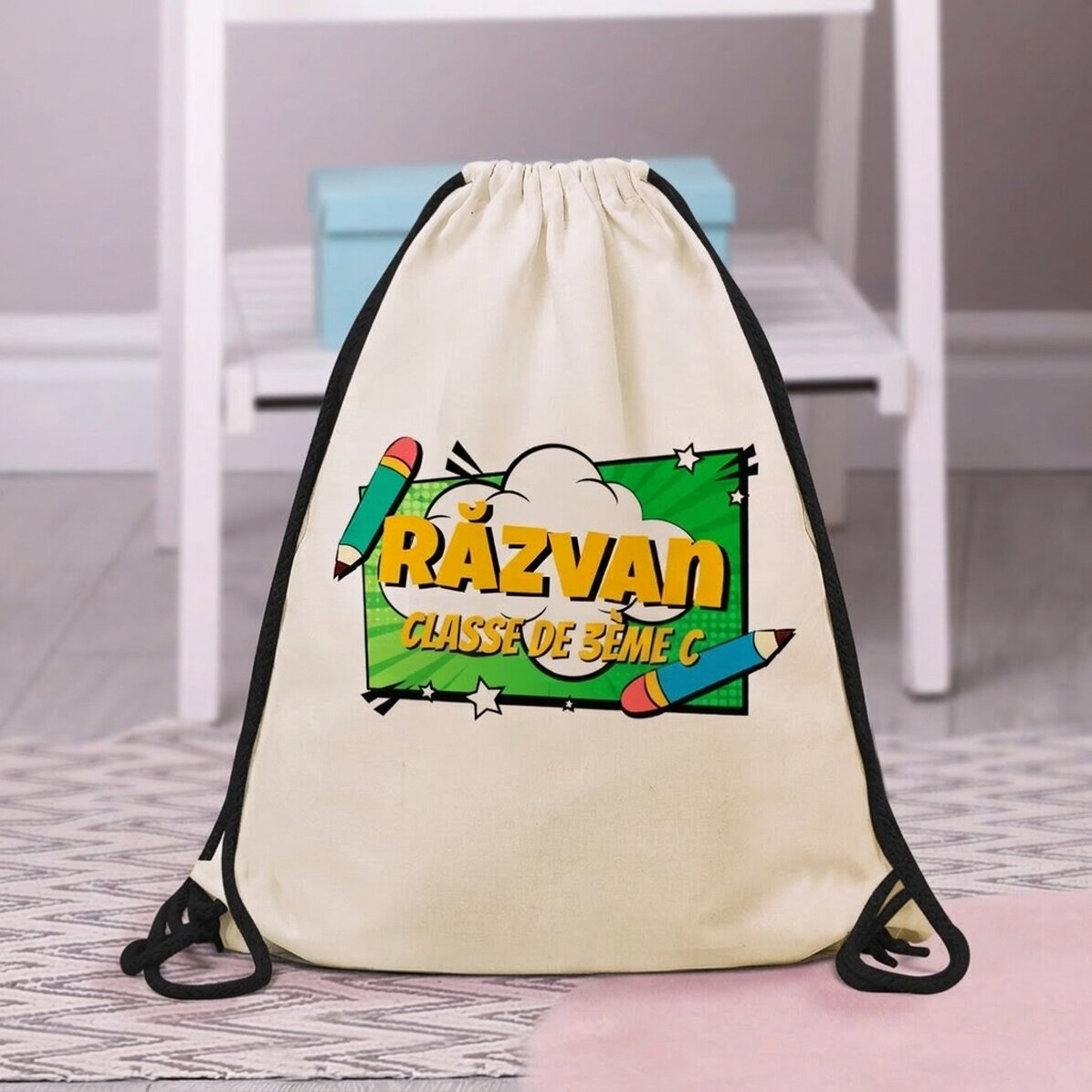 Sac à dos personnalisé avec message - Style bande dessinée