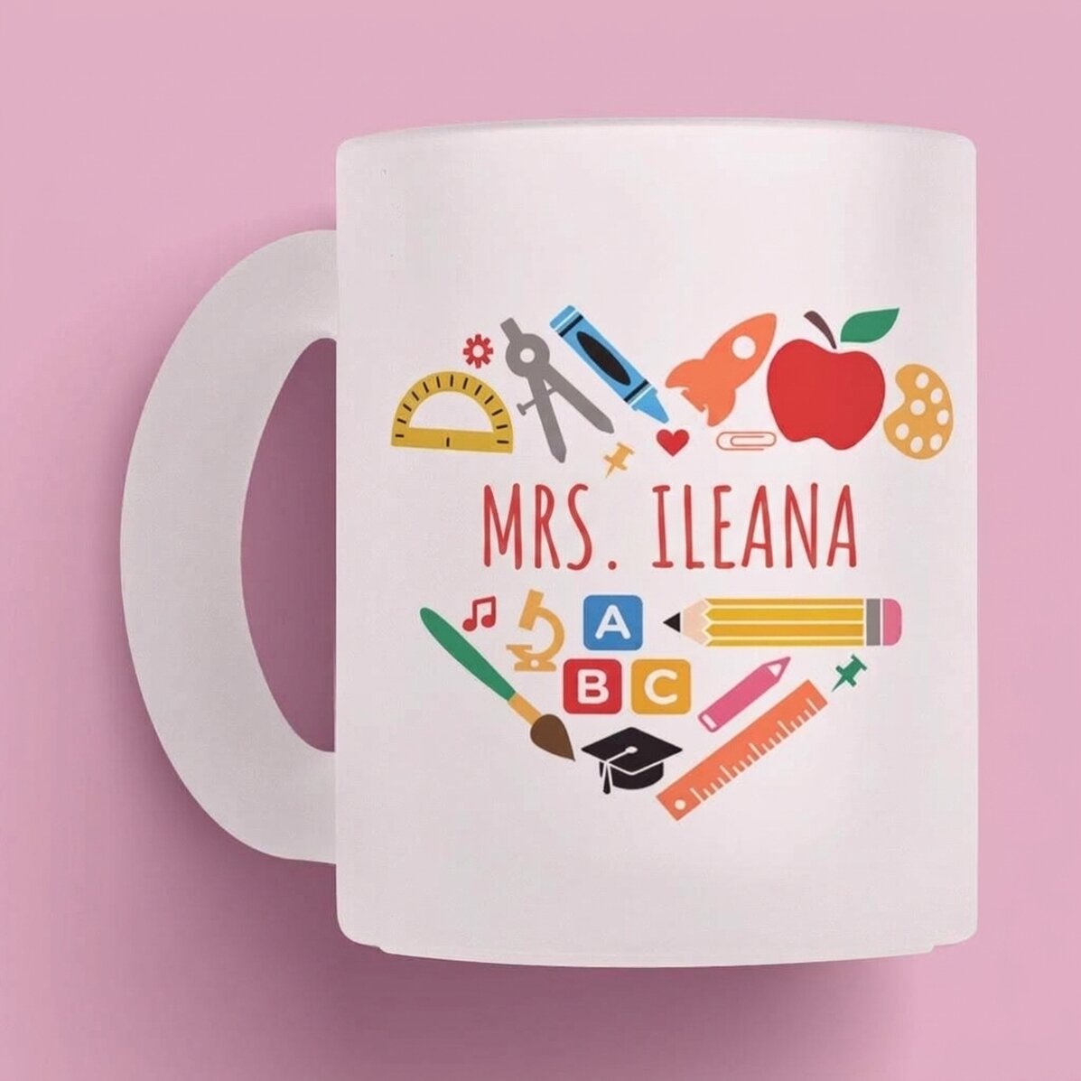 Tasse personnalisée avec un message pour les enseignants - Heart