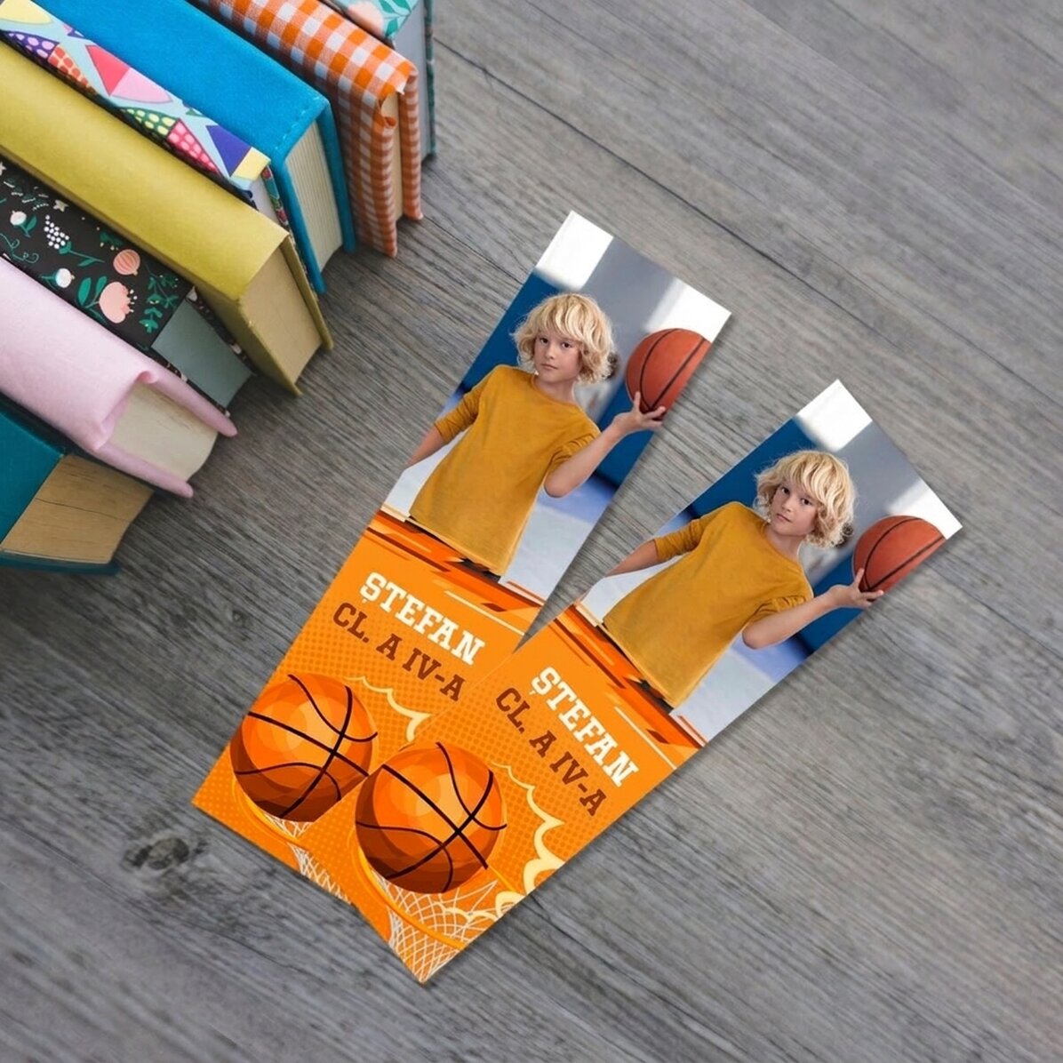 Marque-page personnalisé avec texte et photo - Basket-ball