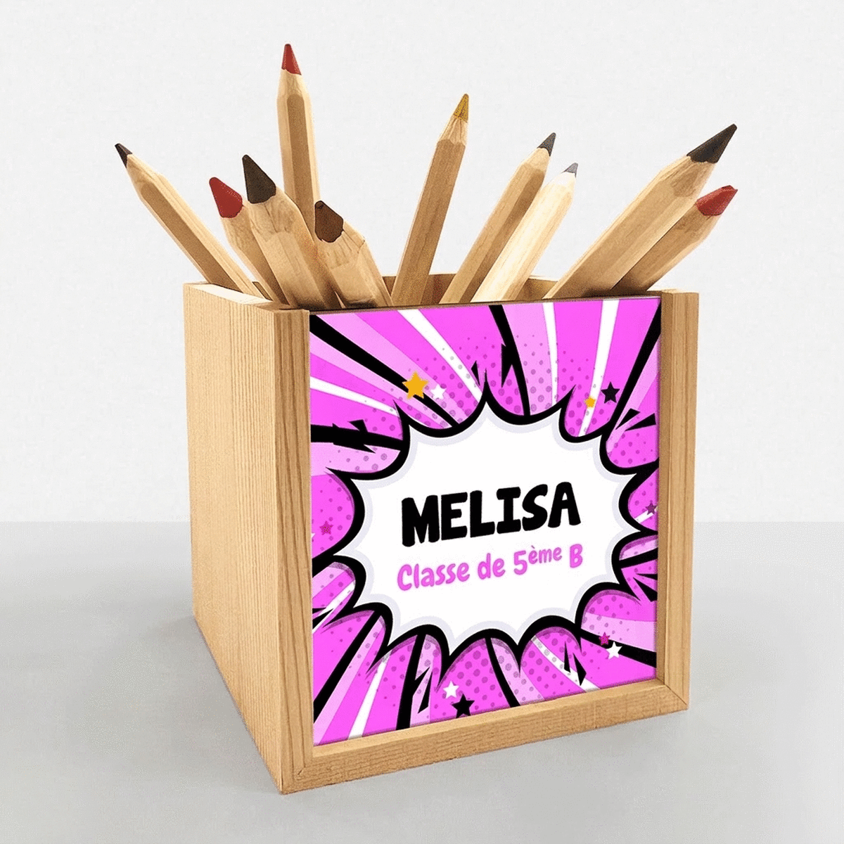 Porte-crayons personnalisé avec inscription - Bandes dessinées