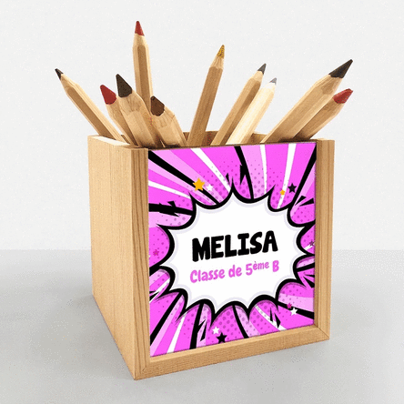 Porte-crayons personnalisé avec inscription - Bandes dessinées