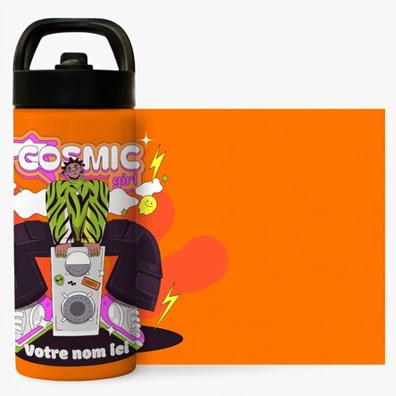 Thermos avec poignée et paille, personnalisé avec un prénom - Cosmic Girl