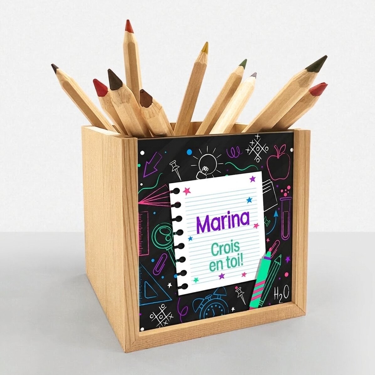 Porte-crayons personnalisé avec inscription pour adolescents