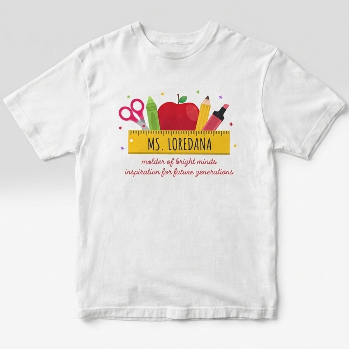 T-shirt en coton personnalisé avec le nom des enseignants - Fournitures scolaires