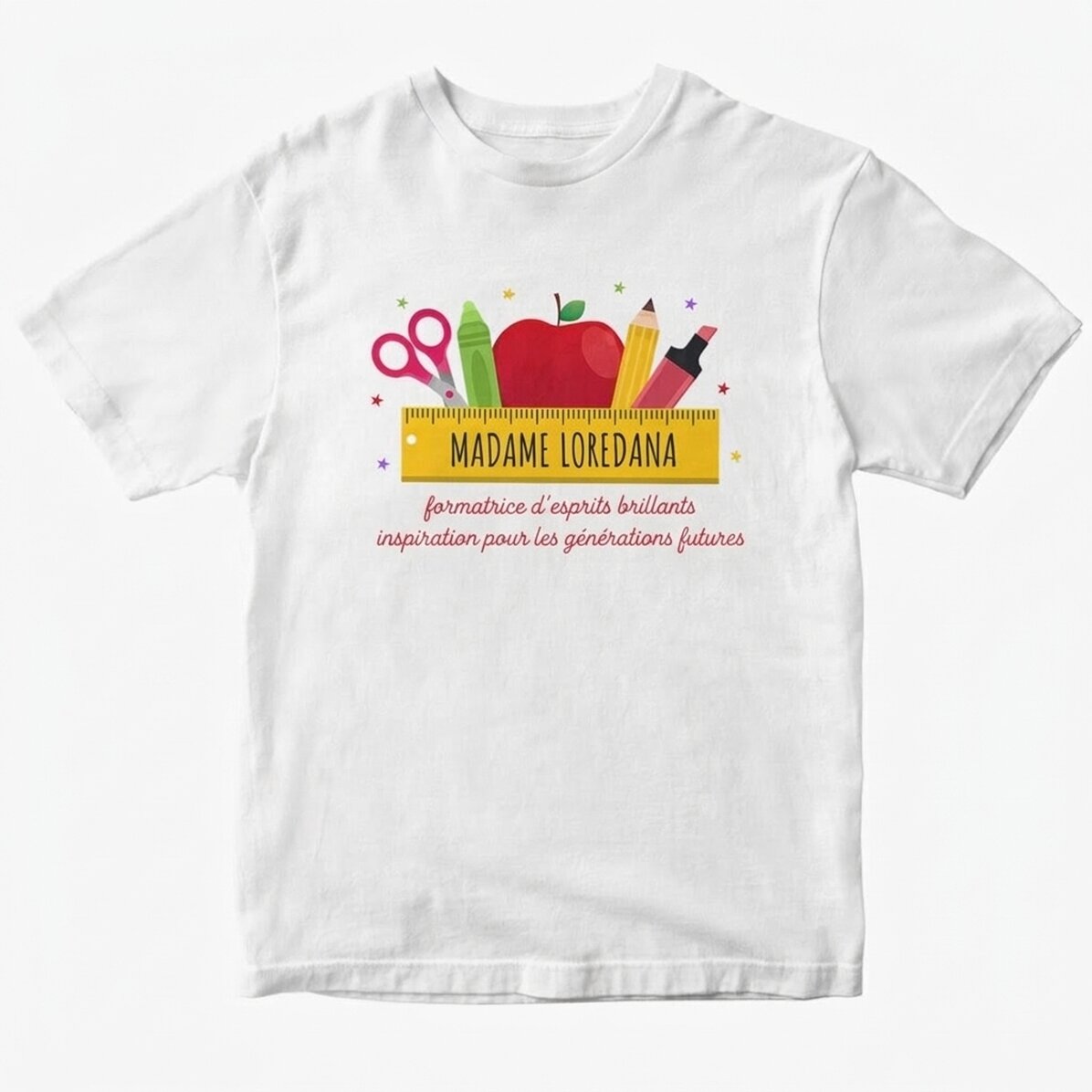 T-shirt en coton personnalisé avec le nom des enseignants - Fournitures scolaires