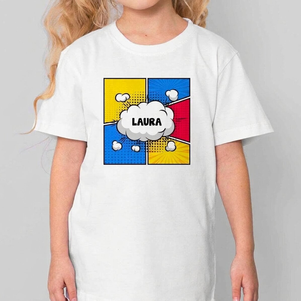 T-shirt en coton pour enfants personnalisé avec un prénom - Comics