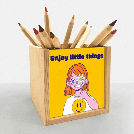 Porte-crayons personnalisé avec l'inscription « Happy »