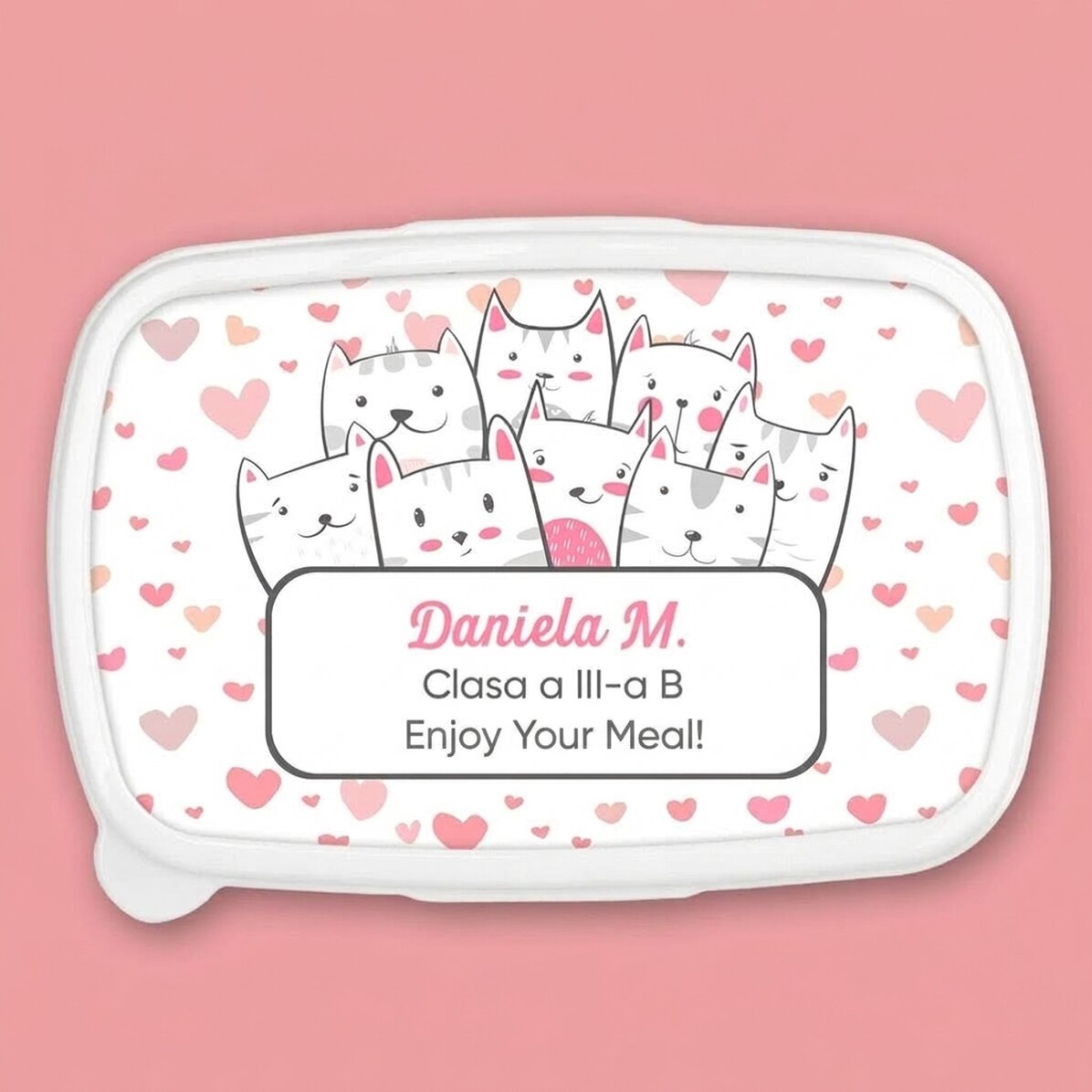 Boîte à repas, casserole personnalisée avec inscription - Kitty