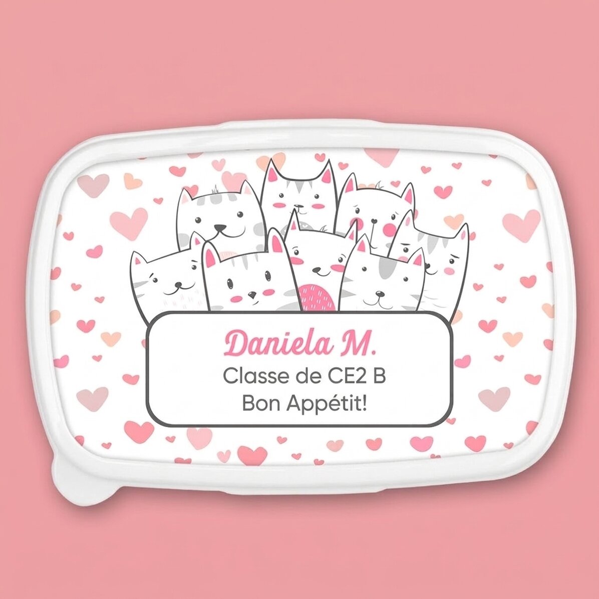 Boîte à repas, casserole personnalisée avec inscription - Kitty