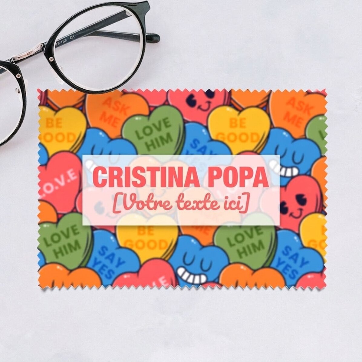 Chiffon personnalisé pour nettoyer les écrans et les lunettes - Hearts
