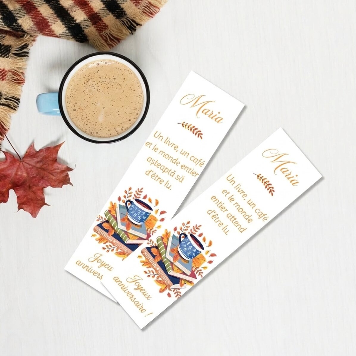 Marque-page personnalisé avec texte - Automne