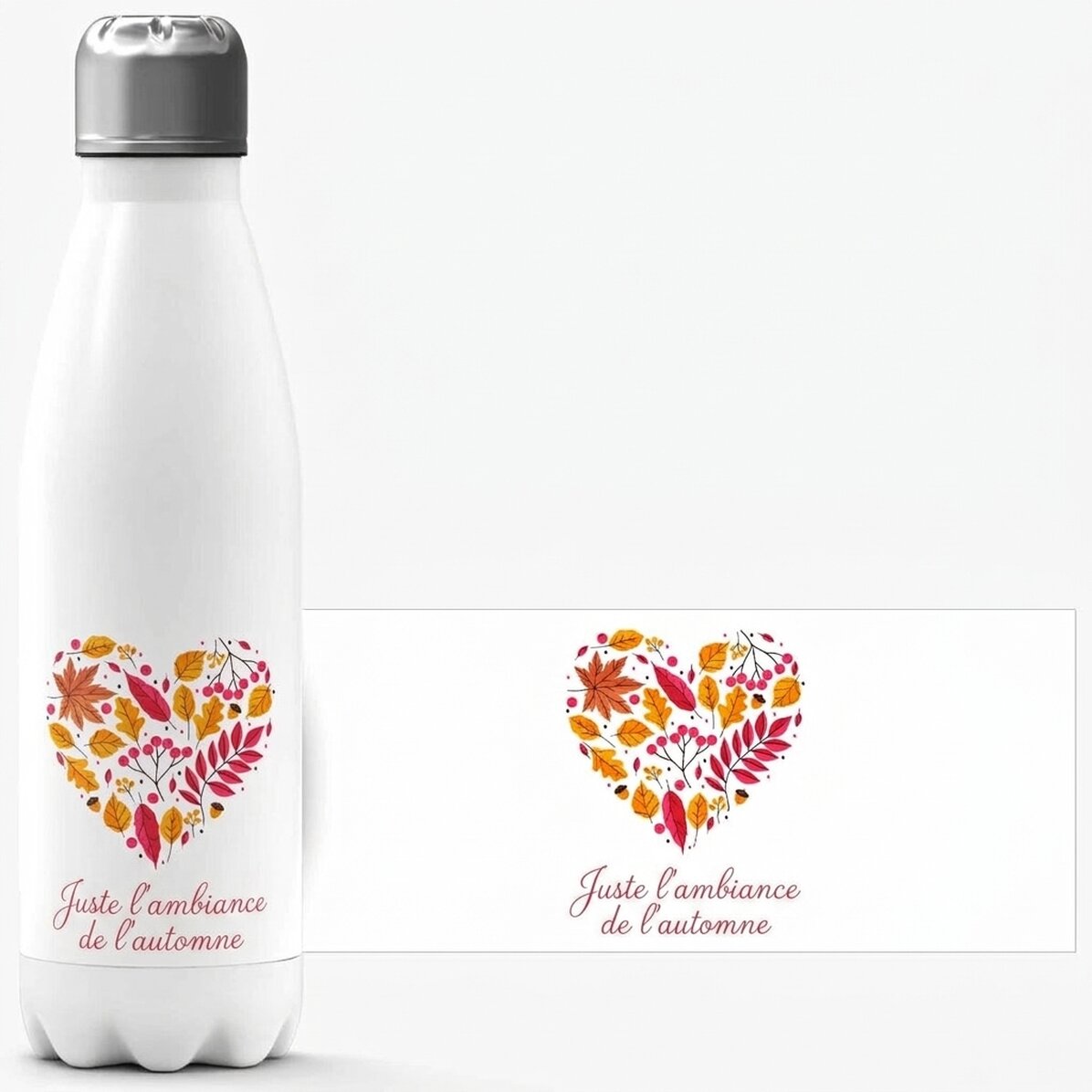Thermos à base blanche personnalisé avec un texte - Automne
